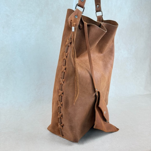 Gianni Notaro Genuine Leather Suede Tote Bag w/ Pouch | Made in Italy - Picture 3 of 16